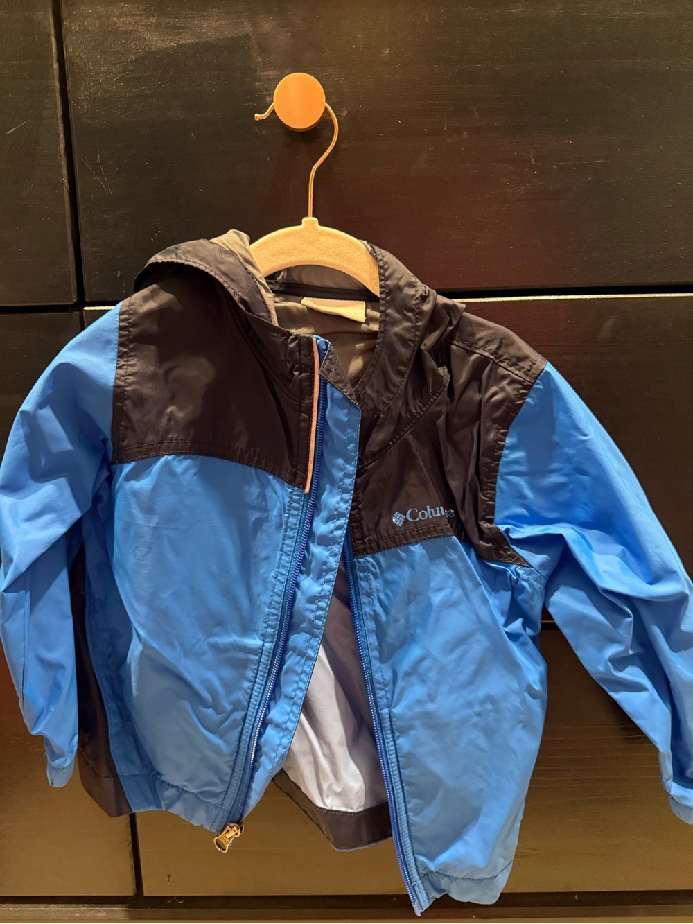 Columbia Blue and Black Kids' Lightweight Rain Jacket
